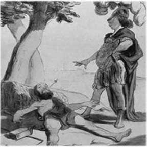 Diogenes und Alexander nach einer Karikatur von Honore Daumiere