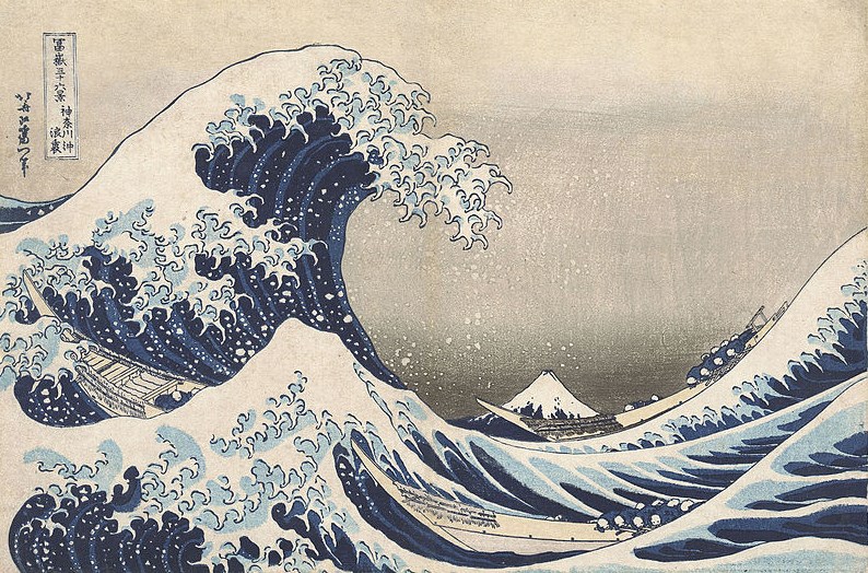 Deckblatt von Debussys La Mer: "Die große
Welle vor Kanagawa" (Japanischer
Farbholzschnitt)