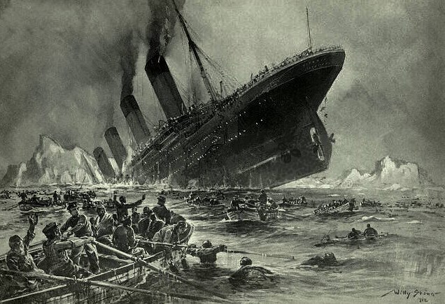 Untergang der Titanic. Illustration von Willy Stöwer für die Zeitschrift "Die Gartenlaube".