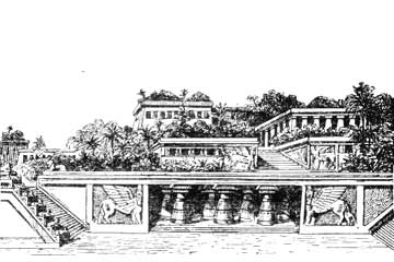 Die hängenden Gärten der Semiramis
Rekonstruktionszeichnung Petit Larousse 1912